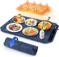 Electric Warming Tray, Portable Silicone Food Warming Mat, Versatile Full Surface Heating Food Warmer with 7 Level Temperature and 6 Hours Timer for Home Dinner, Parties and Buffets (Blue)