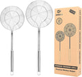 Pack of 2 Large Spider Strainer, Stainless Steel Skimmer Basket,Kitchen Ladle Strainers,Mesh Spoons with Long Handle, Cooking Tools for Frying, Boiling Noodles, Dumplings, Pasta