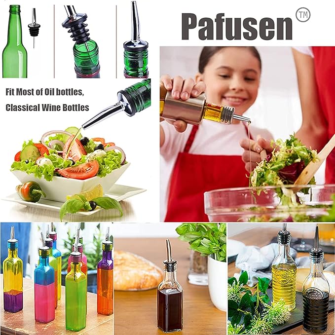 Pafusen 12 Pack Liquor Bottle Pourers, Liquor Pour Spout for Liquor Bottles, Stainless Steel Olive oil Dispenser Spout, Alcohol Pourer Spouts Dust Caps Covers Fixed, Gold