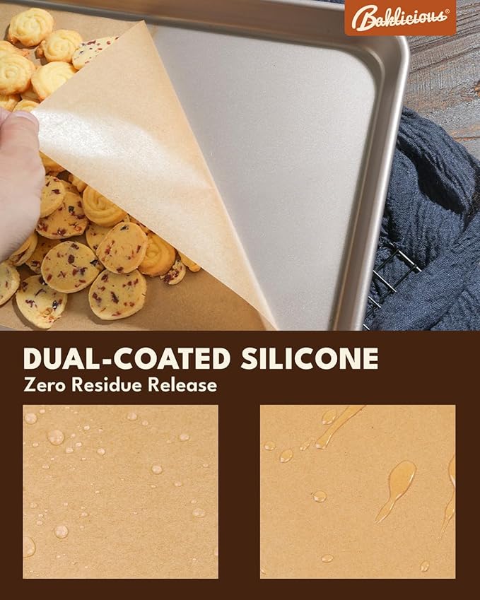 BAKLICIOUS 220 Pcs 9x13 inch Unbleached Parchment Paper Baking Sheets, Baklicious Pre-cut Heavy Duty Parchment Baking Paper for Air Fryer, Oven, Bakeware, Steaming, Cooking Bread, CupCake, Cookies