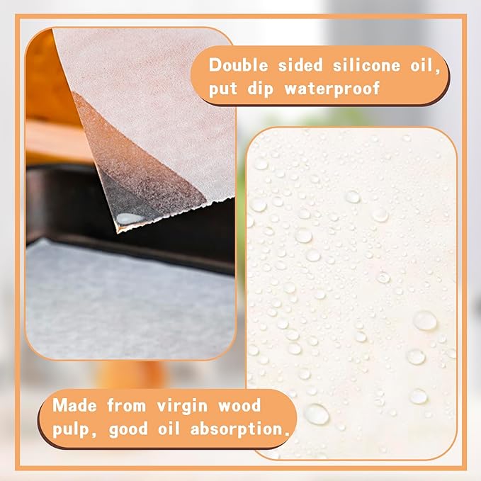 Parchment Sheet 200Pcs,Parchment Paper Sheets 9x13 Non-Stick Baking Paper,Precut Parchment Paper for Baking, Cooking, Grilling, Frying and Steaming, Fit for Quarter Sheet Pans