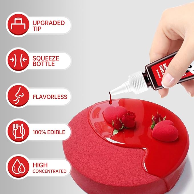 Gel Food Coloring Set - Concentrated Vibrant 6 Colors Food Grade Dye for Cake, Icing, Macarons, Cookies, Baking Decoration, Fondant, Edible Food Colors for Domestic Use - 7.1 fl.oz (35ml/Bottle)