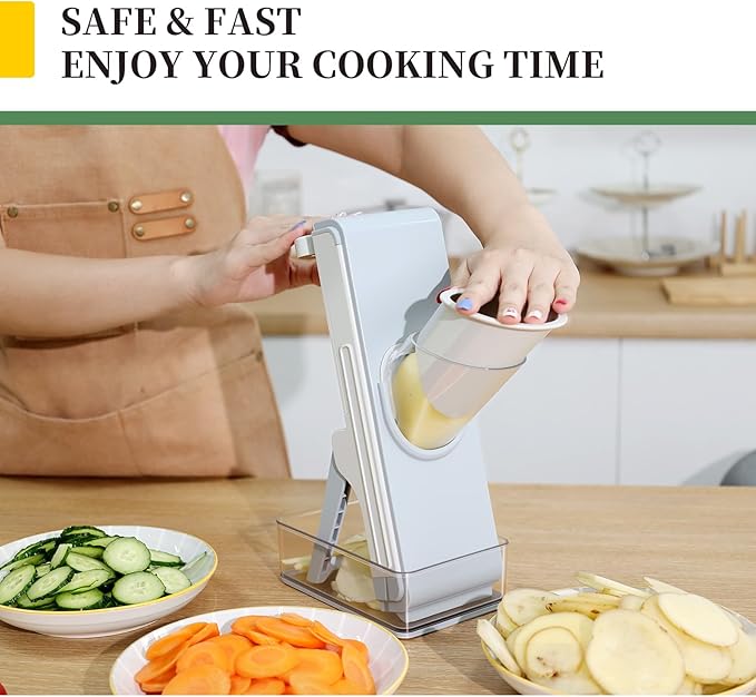 Safe Mandoline Slicer for Kitchen, 4-In-1 Chopper Vegetable Cutter, Mandolin Julienne Slicers for Fruits and Vegetables, Potato Cutter for Fries, Kitchen Gadgets and House Essentials