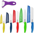 Vos Ceramic Knife with Peeler, Ceramic Knives Set For Kitchen, Ultra Sharp Kitchen Knife Set with Covers, 4"5"6"7"8" Paring, Chef Knife, Santoku & 2 more, Lightweight, Dishwasher safe (Multi-Color)