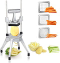 Hakka Commercial Vegetable Chopper French Fry Cutter w/3 Replacement Blades Commercial Onion Slicer Heavy Duty Potato Cutter Carrots Dicer Stainless Steel, include 3 Blades(1/2", 3/8", 1/4")