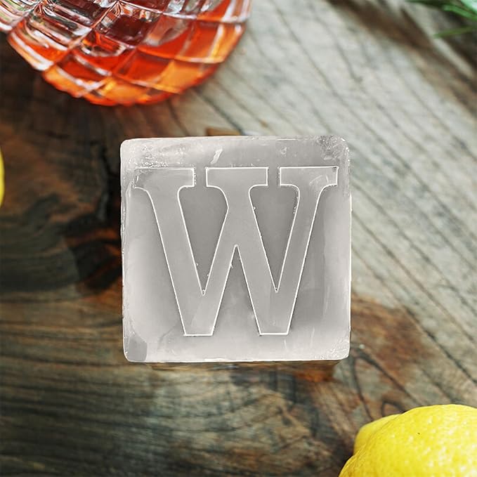 Letter W Monogram Ice Cube Mold Custom Ice Cube Mold 2 Inch Big Initials Silicone Ice Cube Tray Gifts for DAD Gifts for Him
