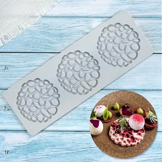 Silicone Molds 3D Hollow Leaf Chocolate Molds Honeycomb Bee Candy Mold Flower Pattern Fondant Mold Cake Topper Sugar Craft Decoration (M_Flower_10.08 * 3.52 * 0.2inch)