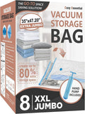 8 Pack XXL Jumbo Vacuum Storage Bags, Extra Large Vacuum Seal Bags for Comforters, Bedding, Blanket Storage, Giant Space Saver Bags for Huge Stuffed Toy(47.2x35 in)