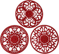 Extra Thick Silicone Trivet Mat for Hot Dishes, Hot Pots and Pans, Pot Holder, Hot Pad to Portect Your Table and Countertop, Kitchen Decor and Accessories,Merlot Red,Set of 3