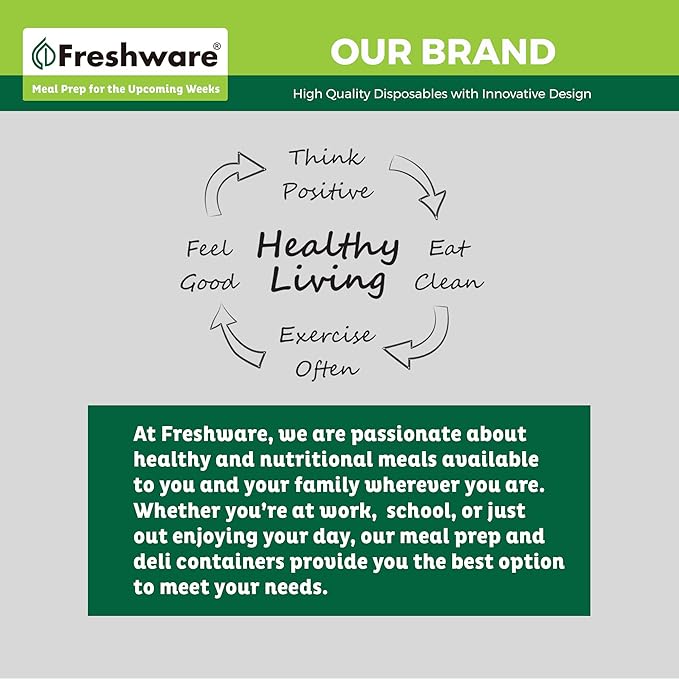Freshware [12 Pack, 64 oz] 1/2 Gallon Plastic Deli Food Storage Soup Containers With Airtight Lids, Slime Containers, Freezer Safe | Meal Prep | Stackable | Leakproof | BPA Free, Clear