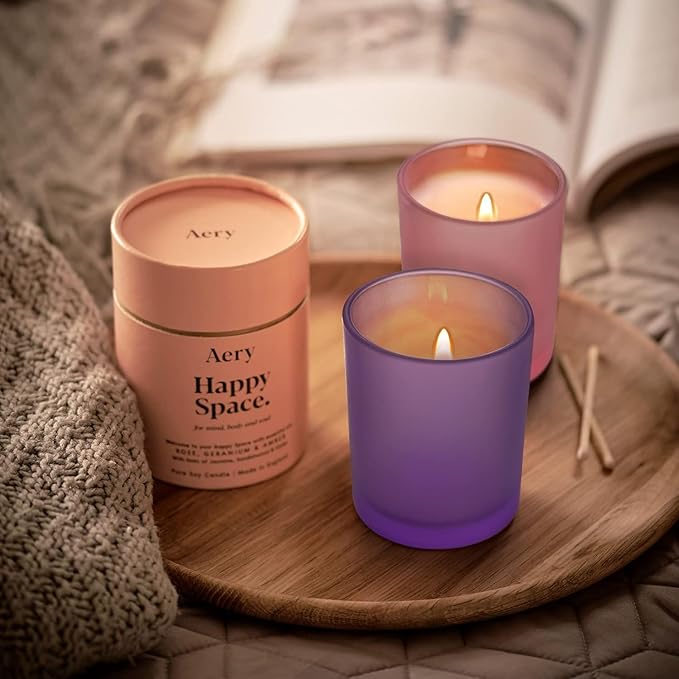 8 OZ Thick Candle Jars for Making Candles 15 Pcs, Empty Jars with Wood Lids for Candle Making, Sample Container, Frosted Purple
