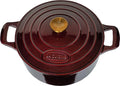 La Cuisine Enameled Cast Iron Dutch Oven Casserole Dish Pot with Lid, 5 QT 10.3“ /26cm Dia. Internal Matte Black Enamel Coating Gold-Plated SS Lid Handle Oven Safe up to 500° F, Cranberry