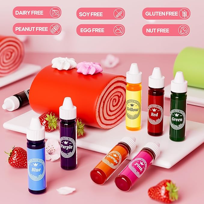 Oil Based Food Coloring for Chocolate, 8 Food Coloring Set for Valentine's Day Cake Decorating - Nomeca Food Grade Edible Food Dye for Baking,Candy Melts Cookies Fondant - .35 Fl. Oz Bottles