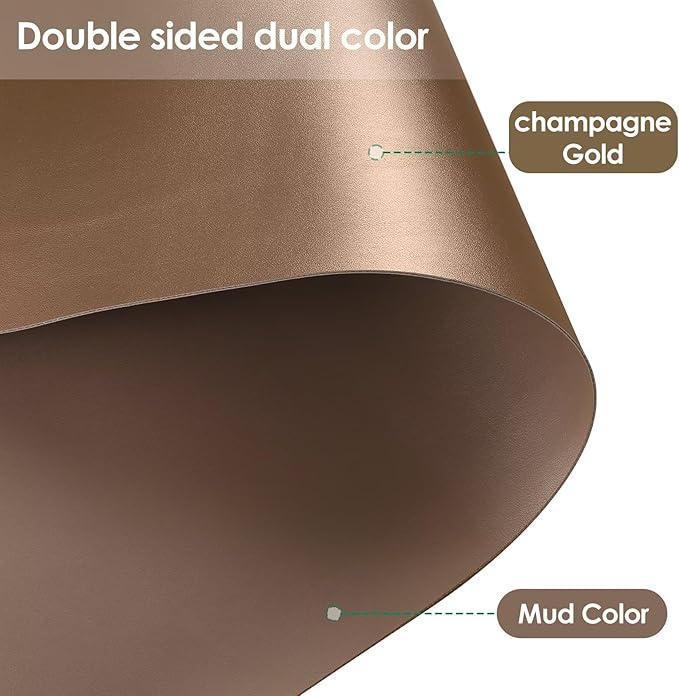 Leather Table Cover,1.8mm Thick,42x72 Inch Table Protector,Table Protector for Dining Room Table,Dining Room Table Protector Pad.(Mud Color+Champagne Gold,42x72)