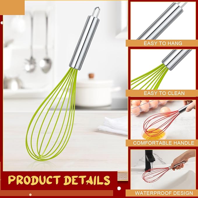 36 Sets 12 Inch Christmas Whisks Gifts DIY Fillable Christmas Tree Ornaments Xmas Colored Silicone Whisks for Cooking Heat Resistant Egg Beaters with Card Rope Bag for Candy Holder