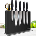 Magnetic Knife Block Without Knives—Black Stainless Steel Double-Sided Magnetic Knife Holder Stand with Strong Magnets, Knife Storage Organizer for Kitchen Counter top