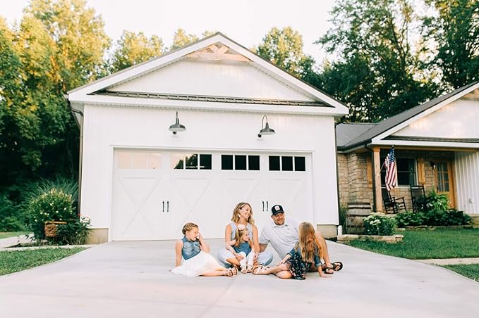 Steel Lighting Co. Gardena Barn Light | Outdoor Wall Mounted | 16" Dome | 11" Straight Arm | Farmhouse Light Made in America | Modern Gray Exterior/Brass Interior