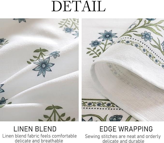 ISAENNE Designer White Linen Square Tablecloth,Chinoiserie Floral Elegant Indoor Table Cloth,Fall Stain Proof Decor Tablecloths for Dining Thanksgiving Kitchen Party,67"*67"-Mosella F