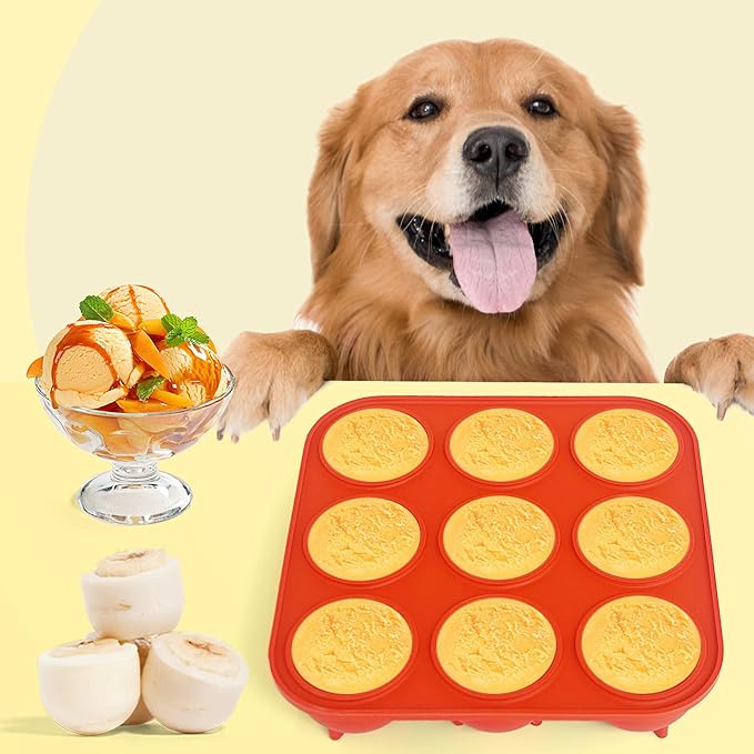 9-Cavity Silicone Frozen Dog Treat Mold for Woof Pupsicle & Power Chewer Pupsicle Large 25-75lbs,Reusable Frozen Dog Treat Tray Mold for Pupsicle Toy