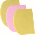 SURDOCA Dough Scraper Bench Scraper - 3P 8.3x5.5" Plastic Flexible Bowl Scraper, Sharp Edge & Angles Cake Scraper. Non-Slip Bakeware Decorating Tools Sculpting & Modeling Tools - Yellow+Pink+Yellow
