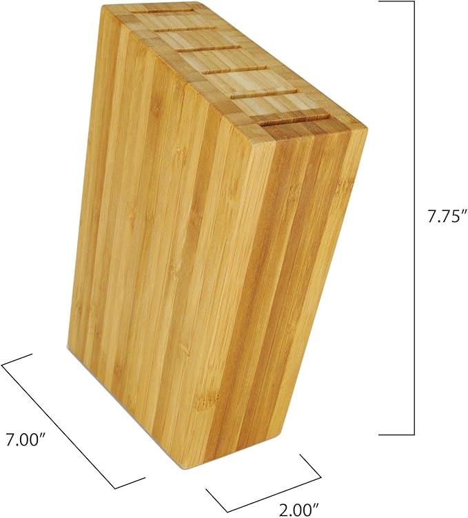 Shun Bamboo Steak Knife Block, 6 Slot Sidecar Steak Knife Holder, Made from Genuine Bamboo, Kitchen Storage for Professional and Home Chefs