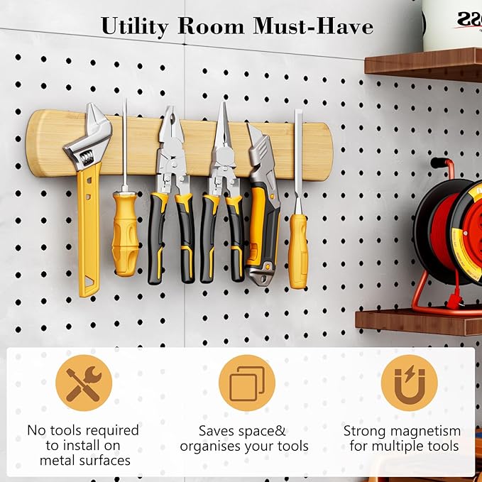 Magnetic Knife Holder for Wall, 24 Inch Extra Large Bamboo Knife Strip with Strong Magnetism, Space Saver Organizer for Farmhouse/Restaurant Kitchen, Housewarming Gifts