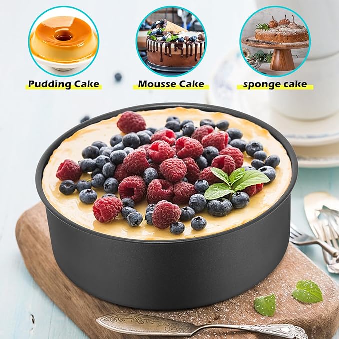 LIANYU 6 Inch Round Cake Pan for Baking, Nonstick Stainless Steel Baking Cake Pan Tin Bakeware for Birthday Wedding Party, Non Toxic Coating, 2 Inch Deep, Dishwasher Safe, Black