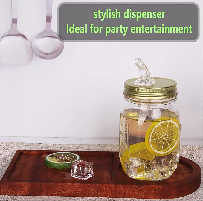 Mason jar pour spout. Free Flow Mason Jar Pour Spout, Mason Jar Regular Spout Dispenser For Any Liquid. Leakproof, Gold (2-Pack + 2 Black Lids)
