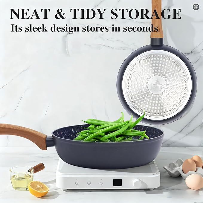 8.5 & 10.25 Inch Nonstick Frying Pan Skillet, Superior PFOA-Free & Non-Toxic Coating, 3mm Aluminum for Even Heat, Induction Compatible, Dishwasher Safe for Eggs & Pancakes