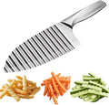 NOVANO Stainless Steel Crinkle Cutter with Wavy French Fries Chopper for Potato, Carrot and fruit, Waves French Fries Slicer Handheld Chopper，Dicer, Kitchen Gadgets & Essentials