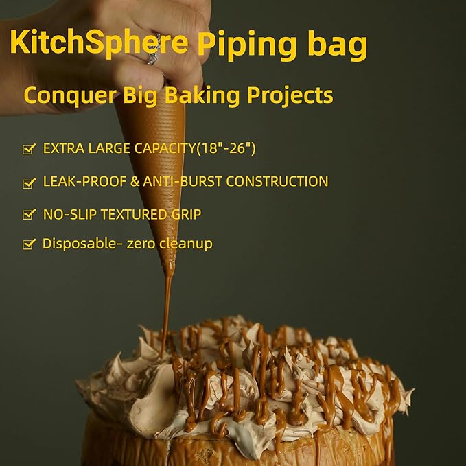 XL 21 Inch Extra Large Piping Bags,100 Pack Disposable Pastry Bags,Thick Anti-Burst Icing Piping Pastry Bags For Frosting Decorating Cake Cupcake Cookie (XL 21 Inch-100 Pack)