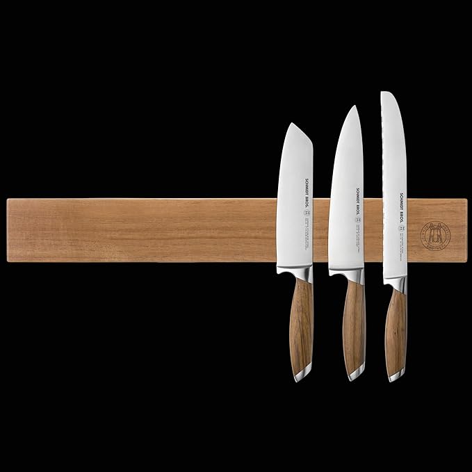 Schmidt Brothers - Acacia 24" Knife Magnetic Strip Wall Bar, Universal Magnetic Knife Holder for Wall and Cutlery Storage Up to 12-16 Knives