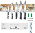 Magnetic Knife Holder for Wall 16 Inch |Premium Wood & White Resin| Epoxy Knife Magnetic Strip, Kitchen Knife Block Holder with Strong Magnet, Space-Saving, Handcrafted Style & Easy to Install