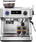 Kndko Double Boiler Espresso Machines with Built-in 30 Grind Settings, 20 Bar Stainless Steel Coffee Maker with Milk Frother Steam Wand, Barista Espresso Maker for Home Cappuccino Latte & Americano
