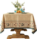 patdrea Designer French Linen Extra Long Tablecloth for Rectangle Table,Beige Anti-Wrinkle Floral Farmhouse Table Cloth,Decor Covers for Kitchen Dining,Party,Christmas,Thanksgiving,67"x118"-Fram