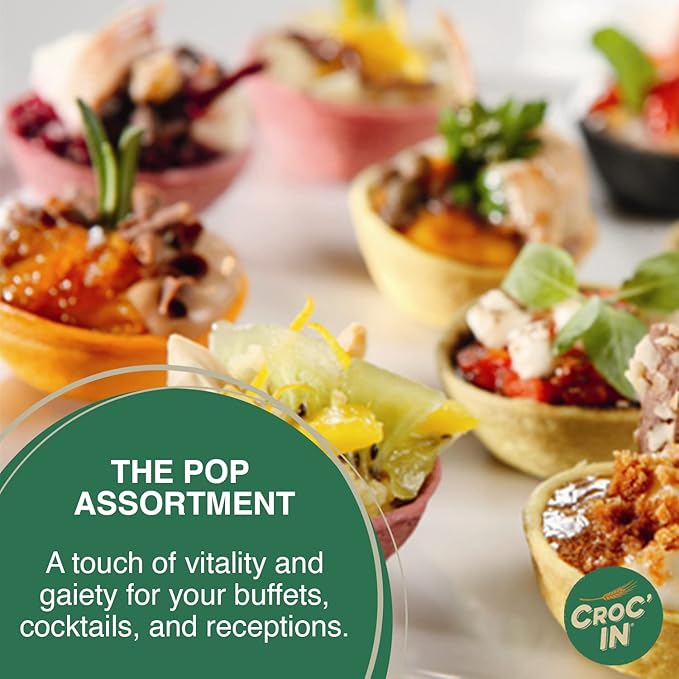 CROC'IN - Gold Mini Tart Shells - Edible Appetizer Or Dessert Cups - Pastry Pans - Artisanal & Vegan Confection - 60 Pieces