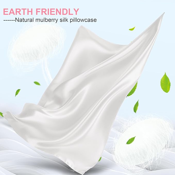 Mulberry Silk Pillow Cases 2 Pack King Size 20x36 Inches with Hidden Zipper, Ultra Smooth and Soft Breathable Cooling Silk Satin Pillowcase Set of 2, Better for Hair and Skin, Gifts for Women Men