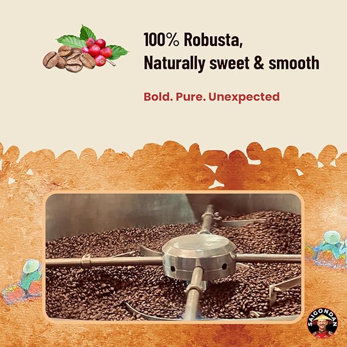 Pour Over Vietnamese Coffee – Saigondan Adventure | Espresso Robusta | 100% Robusta | Instant Specialty Coffee | Small Batch Roasted | Direct Trade | Naturally Sweet | 18 Sachets