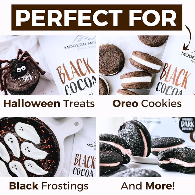 Black Cocoa Powder (1 lb) Bake the Darkest Chocolate Baked Goods, Achieve Rich Chocolate Flavor, All-Natural Substitute for Black Food Coloring, Dutch-Processed Cocoa Powder, Unsweetened, Extra Dark, Fair Trade Certified