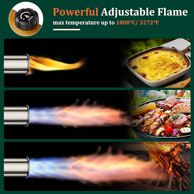 TONYFUL Powerful Propane Torch, Kitchen Cooking Torch, Culinary Torch Campfire Starter, Adjustable Grill Torch for Searing Steak, BBQ, Weeding(Propane Tank Not Included)