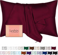 Mulberry Silk Pillow Cases King Size with Hidden Zipper, Ultra Smooth and Soft Breathable Cooling Silk Satin Pillowcase for Hair and Skin, Gifts for Women Men (Burgundy Red, 20x36 Inches, 1 Pack)
