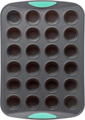 Trudeau 24-Cup Silicone Muffin Pan – Hybrid Non-Stick Bakeware with Steel Frame, Flexible Silicone with Hard Lining to Hold Shape, BPA-Free, Dishwasher Safe, Heat Safe to 428°F, Grey/Mint