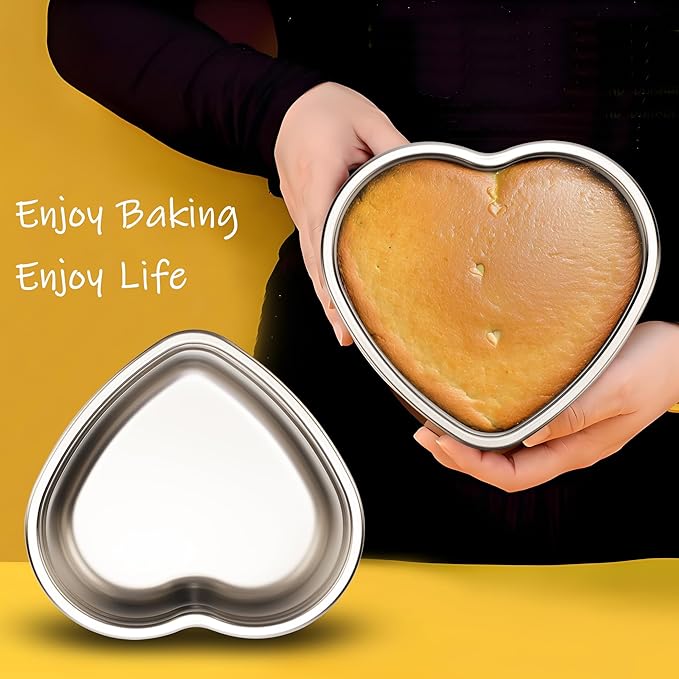 Heart Shaped Cake Pans, Nonstick Heart Cake Pan 6 Inch for Layer cakes, Stainless Steel Baking Pan Cake Tins for Birthday/Valentine's Day/Thanksgiving/Wedding/Anniversary/Christmas, Dishwasher Safe