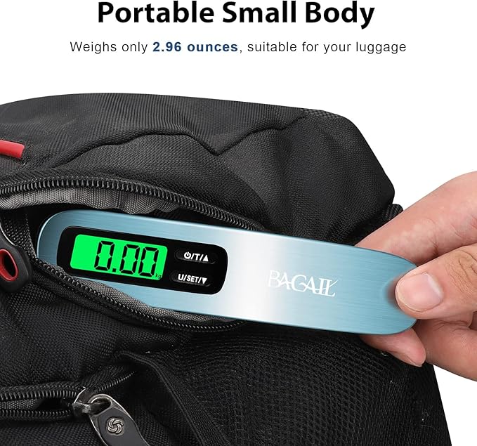 BAGAIL Digital Luggage Scale, 110lbs Hanging Baggage Scale with Backlit LCD Display, Portable Suitcase Weighing Scale, Travel Luggage Weight Scale with Hook, Strong Straps for Travelers