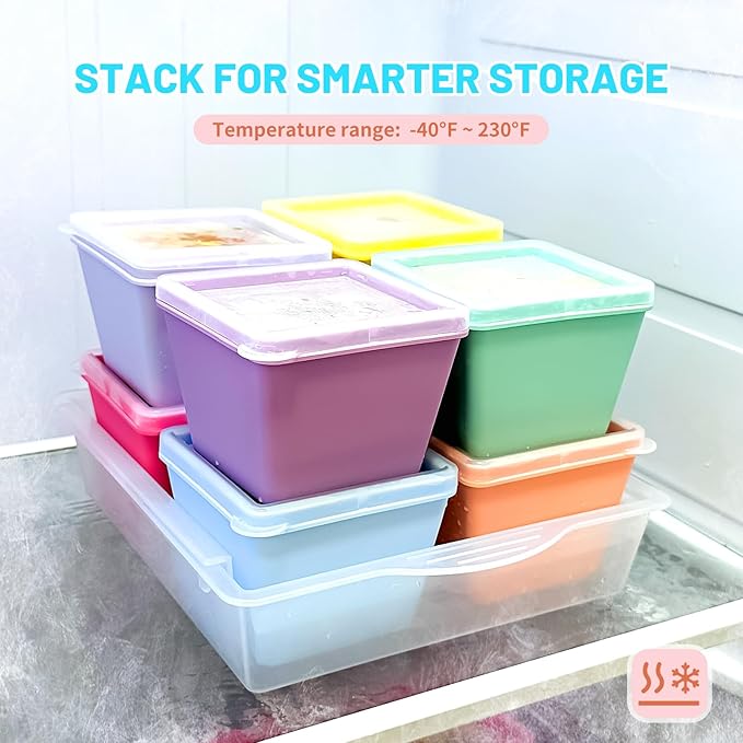 Gemice BPA-Free Silicone Freezer Molds with Base, Individual 8-Pack 1-Cup Portion Soup Cubes Freezer Tray with Lids for Food Storage, Oven & Dishwasher Safe, Silicone Freezer Containers for Meal Prep