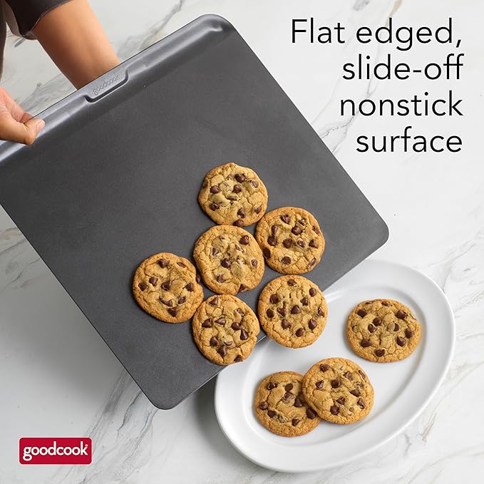 GoodCook AirPerfect Non-Stick Air Insulated 14” x 12” Cookie Sheet - Carbon Steel Cooking Pans, No Burn Insulation Bakeware, Cookie Sheets for Baking, Oven Pan Set (Pack of 6)