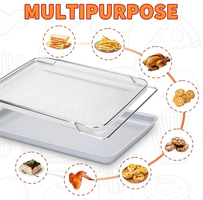 Non-Stick Ceramic Baking Sheet Set of 2, 15 * 10 inch Naturally Slick Ceramic Coating - Non-Toxic, PTFE & PFOA Free - Perfect for Baking, Roasting, and More (Baking Sheet-2 Pcs)