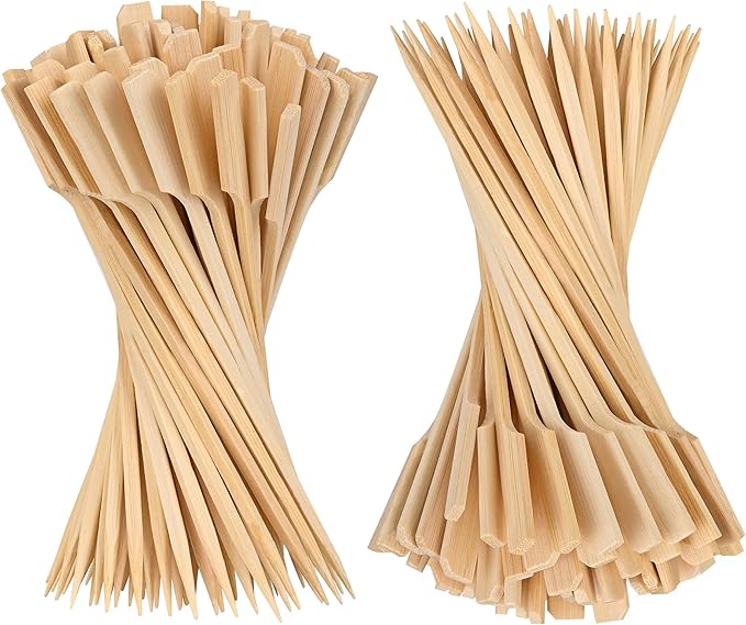 Bamboo Skewers 8 Inch, 200 PCS Cocktail Skewers, Wooden Skewers for Appetizers，BBQ，Fruit Kabobs，Sandwich，Drink.