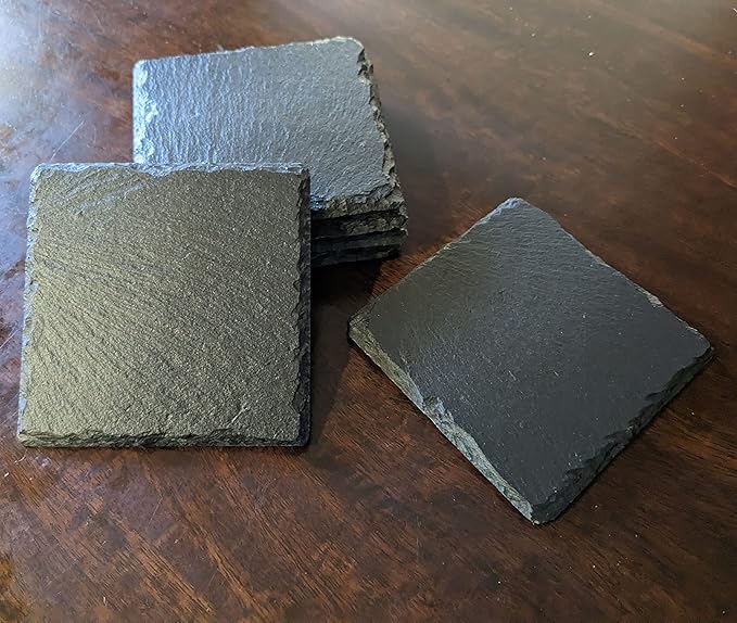 Power & Protection: V-Twin Engine Coasters for Your Ride - Square Slate - Set of 5