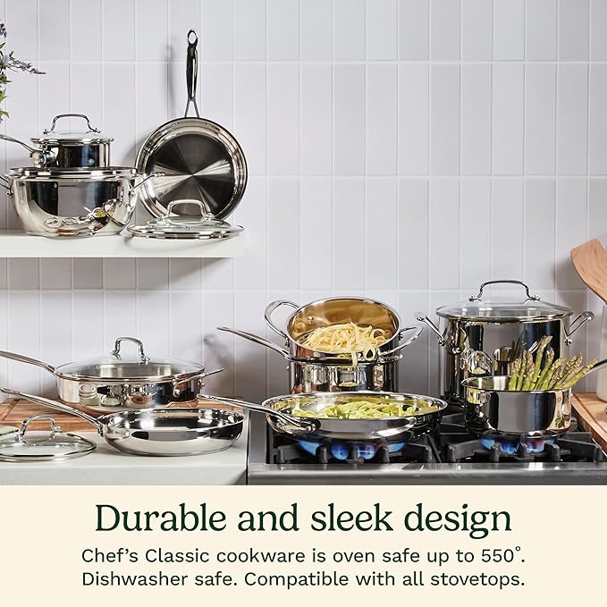 Cuisinart 722-20 8-Inch Chef's-Classic-Stainless-Cookware-Collection, 8", Open Skillet